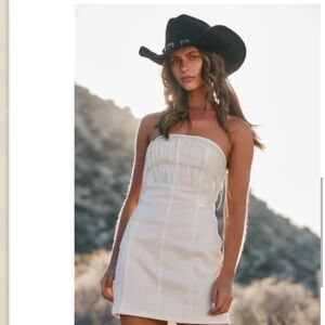 12th Tribe Cream Strapless Sheath Dress Resort Wear